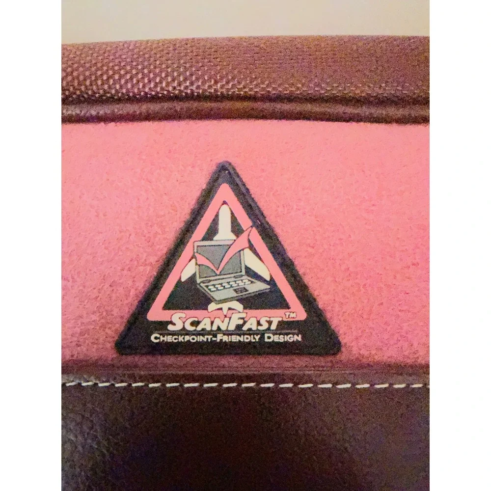 ScanFast Pink Brown Faux Suede Checkpoint Friendly Laptop Briefcase Travel Bag